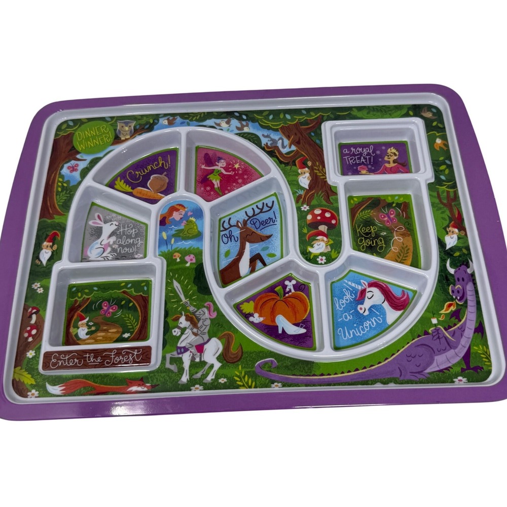 Genuine Fred Dinner Winner Kids FUN Divided Tray Enchanted Forest Purple